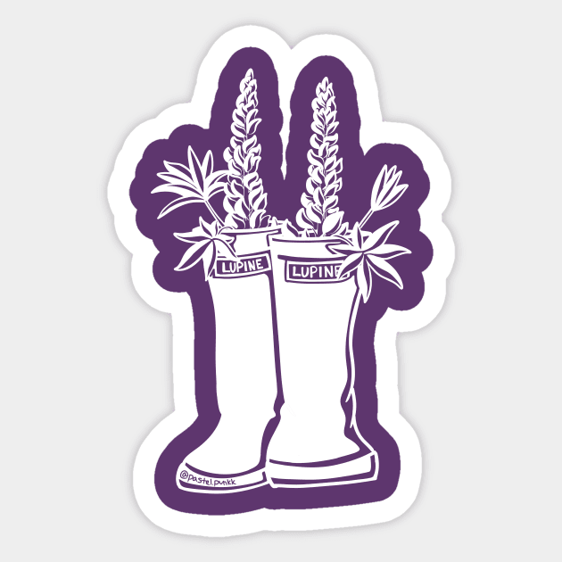 Lupine White Lineart Rain Boots Sticker by Pastel.Punkk